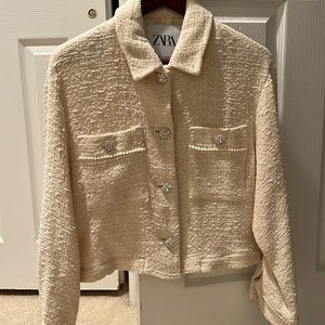 Zara button top diamond beige